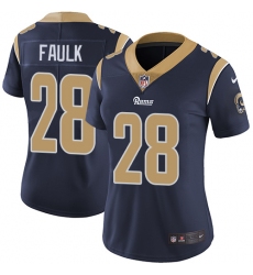 Women's Nike Los Angeles Rams #28 Marshall Faulk Elite Navy Blue Team Color NFL Jersey