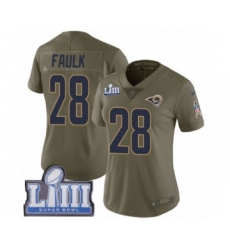 Women's Nike Los Angeles Rams #28 Marshall Faulk Limited Olive 2017 Salute to Service Super Bowl LIII Bound NFL Jersey