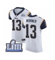 Men's Nike Los Angeles Rams #13 Kurt Warner White Vapor Untouchable Elite Player Super Bowl LIII Bound NFL Jersey