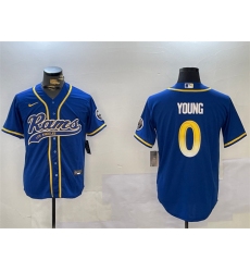 Men's Los Angeles Rams #0 Byron Young Royal Cool Base Stitched Baseball Jerseys