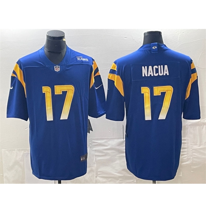 Men's Los Angeles Rams #17 Puka Nacua Blue Vapor Untouchable Limited Football Stitched Jersey