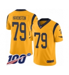 Men's Los Angeles Rams #79 Rob Havenstein Limited Gold Rush Vapor Untouchable 100th Season Football Jersey