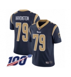 Men's Los Angeles Rams #79 Rob Havenstein Navy Blue Team Color Vapor Untouchable Limited Player 100th Season Football Jersey
