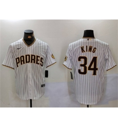 Men's San Diego Padres #34 Michael King White Cool Base Stitched Baseball Jersey