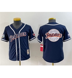 Youth San Diego Padres Team Big Logo Navy Throwback With Stitched Baseball Jersey