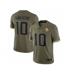 Men's Minnesota Vikings #10 Fran Tarkenton 2022 Olive Salute To Service Limited Stitched Jersey