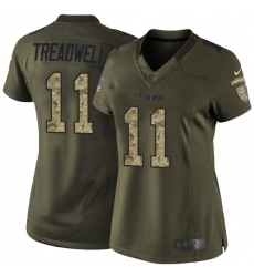 Women's Nike Minnesota Vikings #11 Laquon Treadwell Elite Green Salute to Service NFL Jersey
