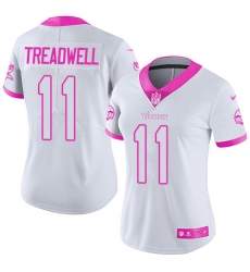 Women's Nike Minnesota Vikings #11 Laquon Treadwell Limited White/Pink Rush Fashion NFL Jersey