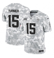 Men's Minnesota Vikings #15 Dallas Turner 2024 F.U.S.E Arctic Camo Salute To Service Limited Stitched Football Jersey