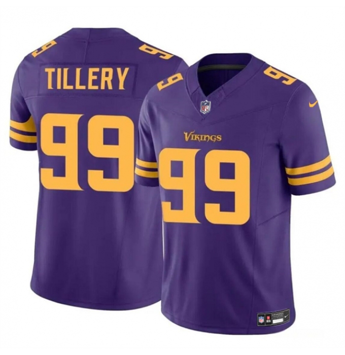 Men's Minnesota Vikings #99 Jerry Tillery Purple 2023 F.U.S.E. Color Rush Untouchable Limited Football Stitched Jersey