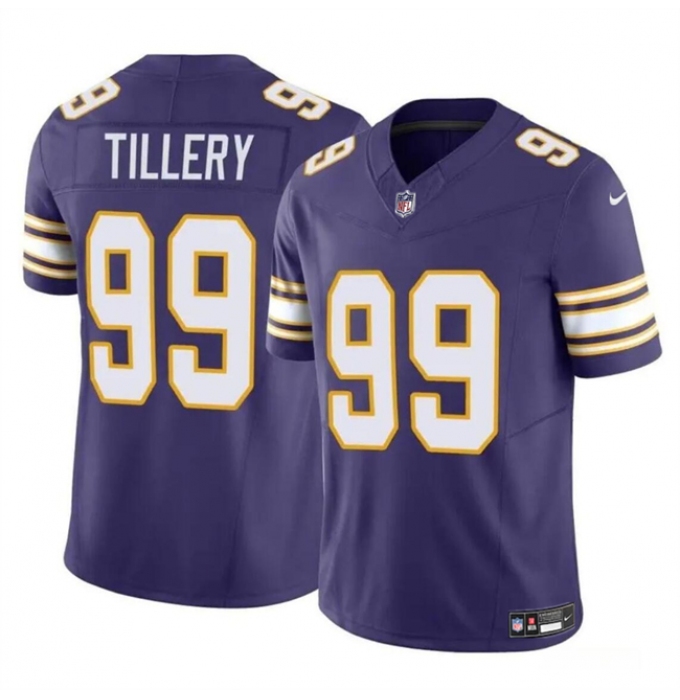 Men's Minnesota Vikings #99 Jerry Tillery Purple 2023 F.U.S.E. Throwback Vapor Untouchable Limited Football Stitched Jersey