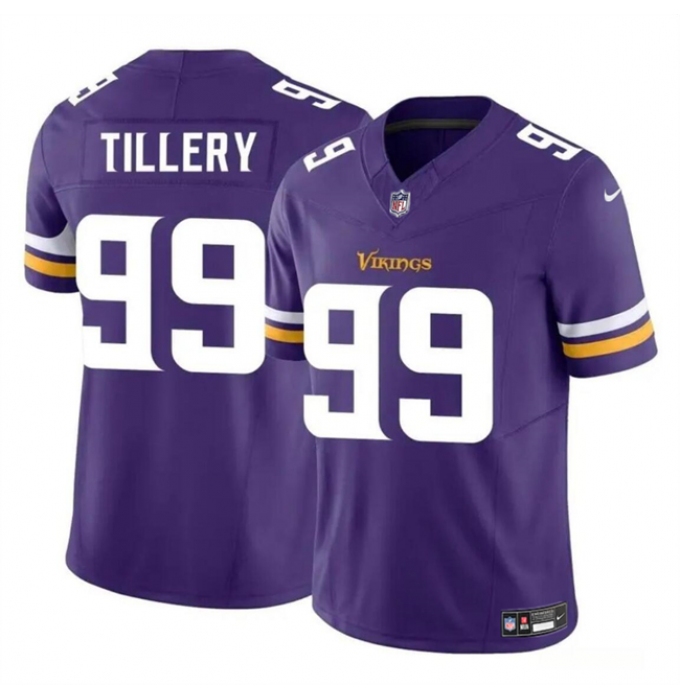 Men's Minnesota Vikings #99 Jerry Tillery Purple 2023 F.U.S.E. Vapor Untouchable Limited Football Stitched Jersey