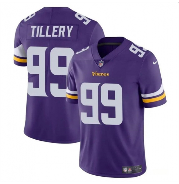 Men's Minnesota Vikings #99 Jerry Tillery Purple Vapor Untouchable Limited Football Stitched Jersey