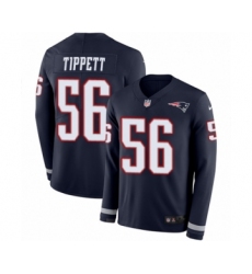 Men's Nike New England Patriots #56 Andre Tippett Limited Navy Blue Therma Long Sleeve NFL Jersey
