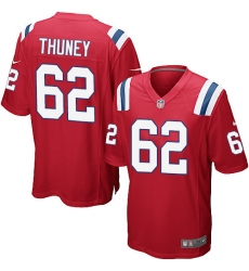 Men's Nike New England Patriots #62 Joe Thuney Game Red Alternate NFL Jersey