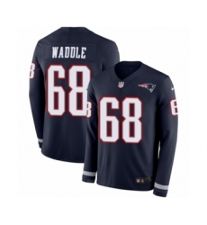 Men's Nike New England Patriots #68 LaAdrian Waddle Limited Navy Blue Therma Long Sleeve NFL Jersey