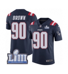 Men's Nike New England Patriots #90 Malcom Brown Limited Navy Blue Rush Vapor Untouchable Super Bowl LIII Bound NFL Jersey