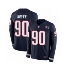 Youth Nike New England Patriots #90 Malcom Brown Limited Navy Blue Therma Long Sleeve NFL Jersey