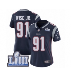 Women's Nike New England Patriots #91 Deatrich Wise Jr Navy Blue Team Color Vapor Untouchable Limited Player Super Bowl LIII Bound NFL Jersey