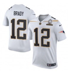 Men's Nike New England Patriots #12 Tom Brady Elite White Team Rice 2016 Pro Bowl NFL Jersey