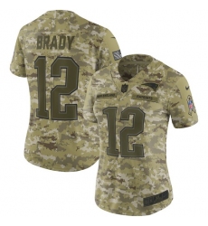 Women's Nike New England Patriots #12 Tom Brady Limited Camo 2018 Salute to Service NFL Jersey