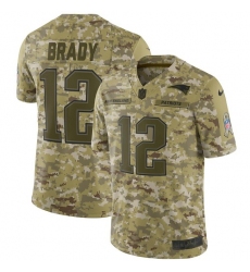 Youth Nike New England Patriots #12 Tom Brady Limited Camo 2018 Salute to Service NFL Jersey