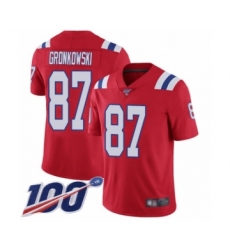 Men's New England Patriots #87 Rob Gronkowski Red Alternate Vapor Untouchable Limited Player 100th Season Football Jersey