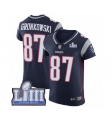 Men's Nike New England Patriots #87 Rob Gronkowski Navy Blue Team Color Vapor Untouchable Elite Player Super Bowl LIII Bound NFL Jersey