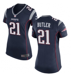 Women's Nike New England Patriots #21 Malcolm Butler Game Navy Blue Team Color NFL Jersey