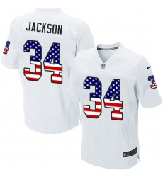 Men's Nike Oakland Raiders #34 Bo Jackson Elite White Road USA Flag Fashion NFL Jersey