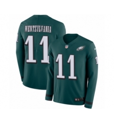 Men's Nike Philadelphia Eagles #11 Carson Wentz Limited Green Therma Long Sleeve Wentzylvania NFL Jersey
