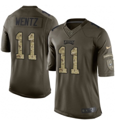 Youth Nike Philadelphia Eagles #11 Carson Wentz Elite Green Salute to Service NFL Jersey
