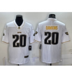 Men's Philadelphia Eagles #20 Brian Dawkins White Gold Limited Stitched Jersey