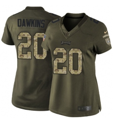 Women's Nike Philadelphia Eagles #20 Brian Dawkins Elite Green Salute to Service NFL Jersey