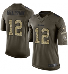Men's Nike Pittsburgh Steelers #12 Terry Bradshaw Elite Green Salute to Service NFL Jersey