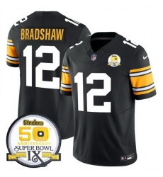 Men's Pittsburgh Steelers #12 Terry Bradshaw Black 2024 F U S E 50th Anniversary Of Super Bowl IX Vapor Untouchable Limited Stitched Jersey