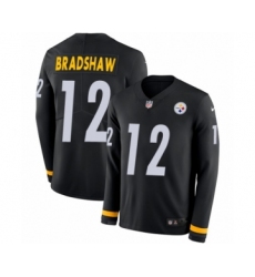 Youth Nike Pittsburgh Steelers #12 Terry Bradshaw Limited Black Therma Long Sleeve NFL Jersey