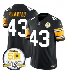 Men's Pittsburgh Steelers #43 Troy Polamalu Black 2024 F U S E 50th Anniversary Of Super Bowl IX Vapor Untouchable Limited Stitched Jersey