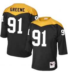 Men's Mitchell and Ness Pittsburgh Steelers #91 Kevin Greene Elite Black 1967 Home Throwback NFL Jersey