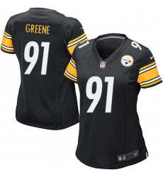 Women's Nike Pittsburgh Steelers #91 Kevin Greene Game Black Team Color NFL Jersey