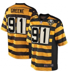 Youth Nike Pittsburgh Steelers #91 Kevin Greene Elite Yellow/Black Alternate 80TH Anniversary Throwback NFL Jersey