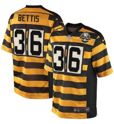Men's Nike Pittsburgh Steelers #36 Jerome Bettis Elite Yellow/Black Alternate 80TH Anniversary Throwback NFL Jersey