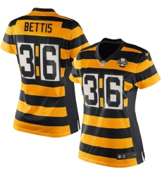 Women's Nike Pittsburgh Steelers #36 Jerome Bettis Elite Yellow/Black Alternate 80TH Anniversary Throwback NFL Jersey