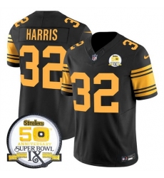 Men's Pittsburgh Steelers #32 Franco Harris Black 2024 F U S E 50th Anniversary Of Super Bowl IX Color Rush Limited Stitched Jersey