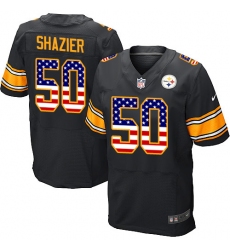 Men's Nike Pittsburgh Steelers #50 Ryan Shazier Elite Black Home USA Flag Fashion NFL Jersey