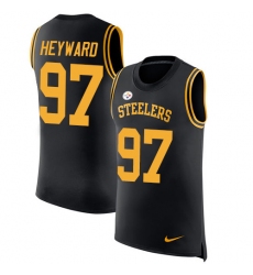 Men's Nike Pittsburgh Steelers #97 Cameron Heyward Limited Black Rush Player Name & Number Tank Top NFL Jersey