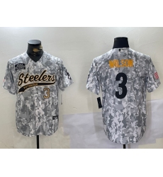 Men's Pittsburgh Steelers #3 Russell Wilson 2024 Arctic Camo Salute To Service Stitched Baseball Jerseys