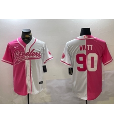 Men's Pittsburgh Steelers #90 T.J. Watt 2024 Arctic Red White Salute To Service Stitched Baseball Jersey