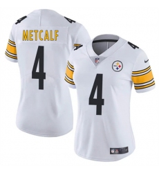 Women's Pittsburgh Steelers #4 DK Metcalf White 2025 Vapor Football Stitched Jersey(Run Small)