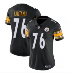 Women's Pittsburgh Steelers #76 Troy Fautanu 2024 Draft Black Vapor Football Stitched Jersey